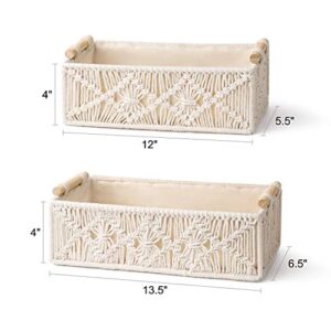 Mkono 4 Pcs Macrame Storage Baskets Boho Decor Box Makeup Brush Holder Organizer