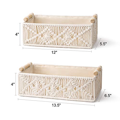 Mkono 4 Pcs Macrame Storage Baskets Boho Decor Box Makeup Brush Holder Organizer