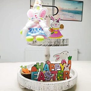 EXCELLANYARD Easter Tiered Tray Decor Easter Decorations for Table 7 PCS Easter Decor Easter Bunny Decor Easter Gnome Easter Table Decor for Home Kitchen Decor, The Tiered Tray is NOT included