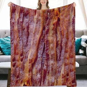 3d funny realistic food fried bacon flannel fleece throw blankets 50″x40″ soft cozy fluffy winter fall blanket cozy soft fuzzy plush home decor for couch bed sofa living room bedroom