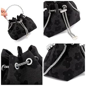 Ayliss Women Evening Handbag Mini Clutch Rhinestone Pouch Crossbody Handbag Purse Top Handle Floral Shoulder Bag Prom (Mini,Black)