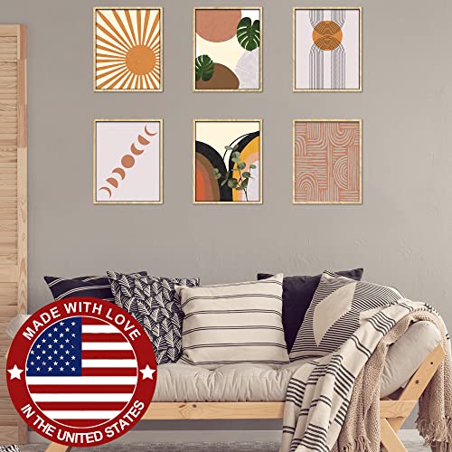 Villa Posh Boho Wall Decor Art Prints - Set of 6 Mid Century Modern Decor on Canvas Style Cardstock - Neutral Wall Art Minimalist Wall Art Pictures For Wall Eclectic Wall Art - 8x10 Prints UNFRAMED