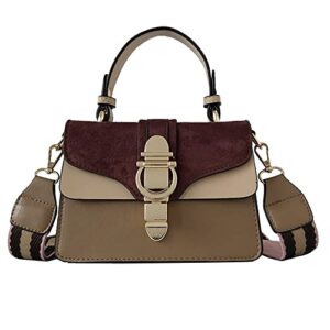 fashion suede top handle crossbody satchel for women handbags purse casual classic shoulder bag totes (red)