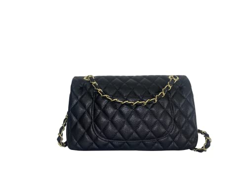 Yannie Womens Caviar Crossbody Shoulder Bags Quilted Cross body Satchel Handbags Women prom party Bag Purse with Gift Box (Black 2)