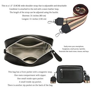 Atgbiem black crossbody bags for women small leather cross body purse camera bag thick strap crossbody bags for women
