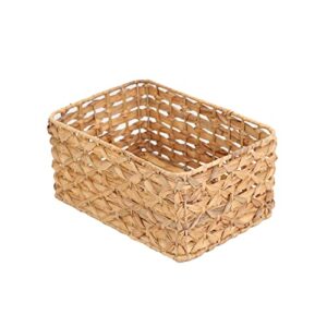 yrmt water hyacinth storage basket wicker storage baskets for organizing woven decorative storage basket bin for shelf pantry natural 12″ x 8″ x 5.5″ in