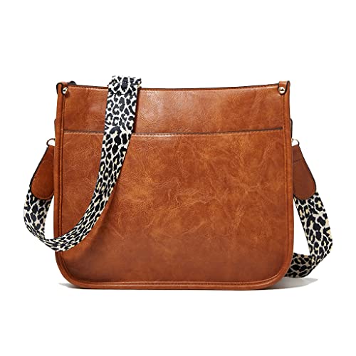 FjcCfrFw Purses for Women Crossbody Bag,Leather Cross body Hobo Purse,Guitar Leopard Strap Handbag