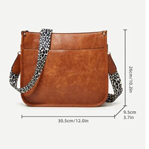 FjcCfrFw Purses for Women Crossbody Bag,Leather Cross body Hobo Purse,Guitar Leopard Strap Handbag