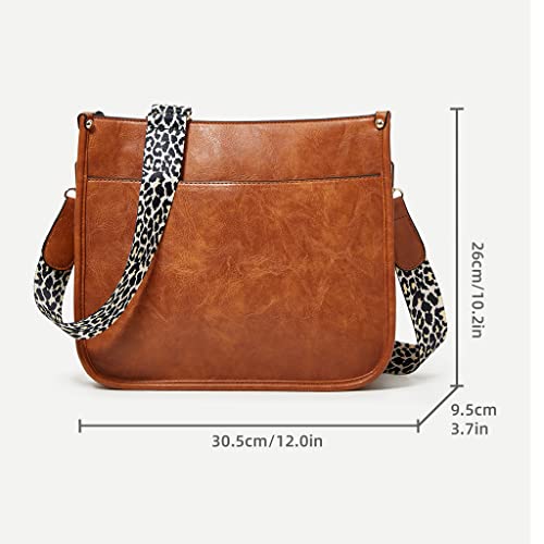 FjcCfrFw Purses for Women Crossbody Bag,Leather Cross body Hobo Purse,Guitar Leopard Strap Handbag