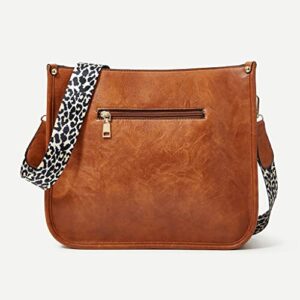 FjcCfrFw Purses for Women Crossbody Bag,Leather Cross body Hobo Purse,Guitar Leopard Strap Handbag