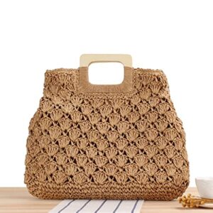 liuzh casual rattan large capacity tote women wicker woven summer beach bag lady big purses travel (color : d, size : 1)