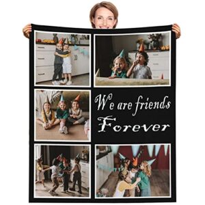 yeacun custom blanket with photos text, customized picture personalized flannel throw blankets for adult kid birthday christmas halloween fathers mothers valentines day gift – 40″x 50″