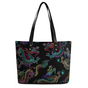womens handbag dragons leather tote bag top handle satchel bags for lady