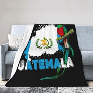 flannel fleece blanket for bed sofa room bedroom floor,soft fuzzy plush blanket,super soft,warm,super cozy and comfy for all seasons (guatemalan flag and guatemala quetzal bird,50″x40″)