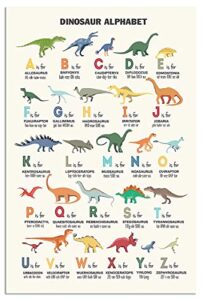 dinosaur alphabet poster,dinosaur room decor for boys,dinosaur wall art canvas wall art for living room decor aesthetic vintage posters & prints bedroom decor for teen girls unframed 12×18 inches