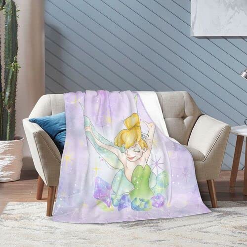 Cute Tin.ker Bell Throw Blankets Fleece Blanket Super Soft Plush Throw Blanket 60"X50" Cozy Fuzzy Bed Blankets Microfiber Flannel Blankets for Couch, Bed, Sofa