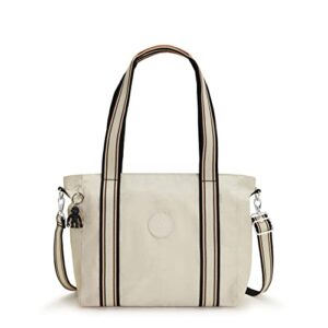 kipling women’s asseni small tote, versatile lightweight purse, nylon shoulder bag, light sand