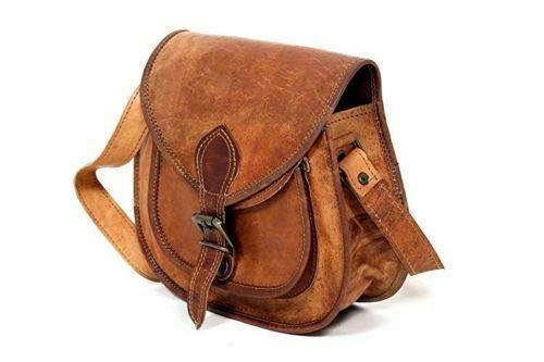 DEENIT'S Vintage Style Brown Full Grain Genuine Leather Sling Bag Satchel And Fable Handmade Purse Womens Crossbody Small Shoulder Bag (7x9x3)