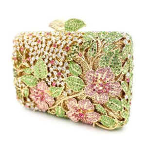 ZLXDP Women Colorful Crystal Hollow Out Clutch Bags Wallet Wedding Evening Bag