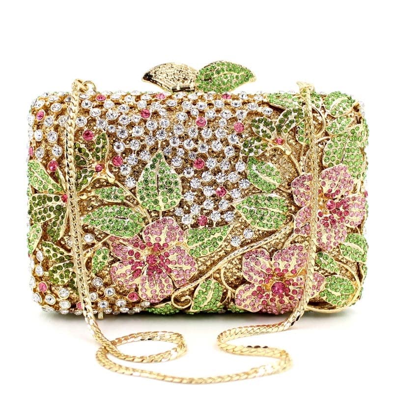 ZLXDP Women Colorful Crystal Hollow Out Clutch Bags Wallet Wedding Evening Bag