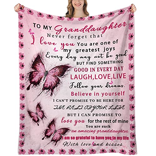 UHANKRU Granddaughter Gifts from Grandma, Gifts for Granddaughter Birthday Gifts, Graduation Gifts for Granddaughter, Granddaughter Throw Blanket 60"x50"