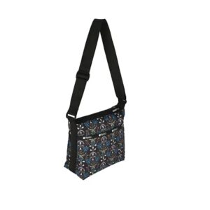 LeSportsac Cloistered Jewels Small Hobo Crossbody Handbag, Style 3709/Color E469, Mosaic Art Tiles Designed in Colorful Crest & Flower Motifs, Vibrant Jewel Tones: Ruby, Azure, Emerald