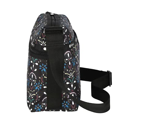 LeSportsac Cloistered Jewels Small Hobo Crossbody Handbag, Style 3709/Color E469, Mosaic Art Tiles Designed in Colorful Crest & Flower Motifs, Vibrant Jewel Tones: Ruby, Azure, Emerald