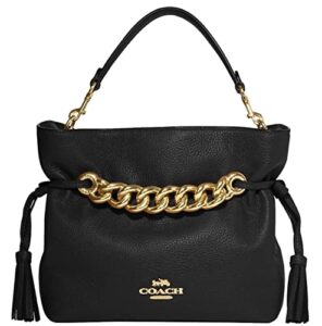 coach women’s andy leather tassle crossbody bag handbag – black