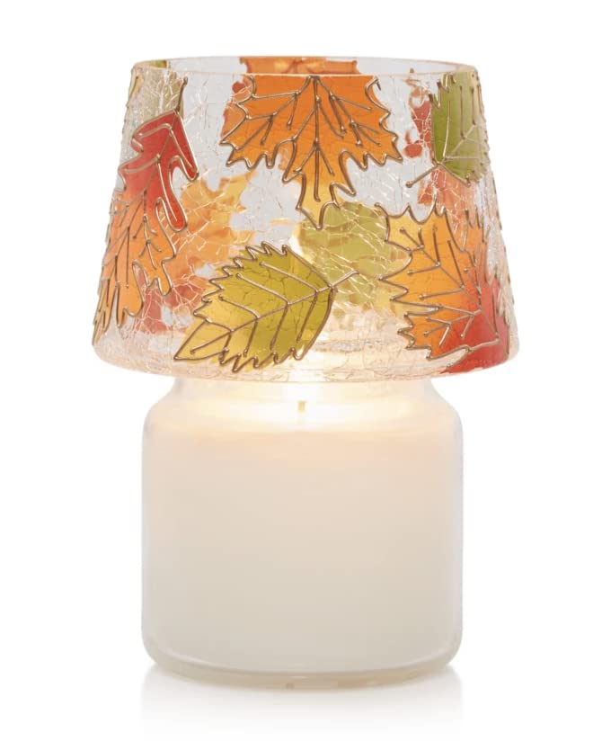 Yankee Candle Fall Leaves Crackle Glass Large Jar Candle Shade/Topper with Candle Tray