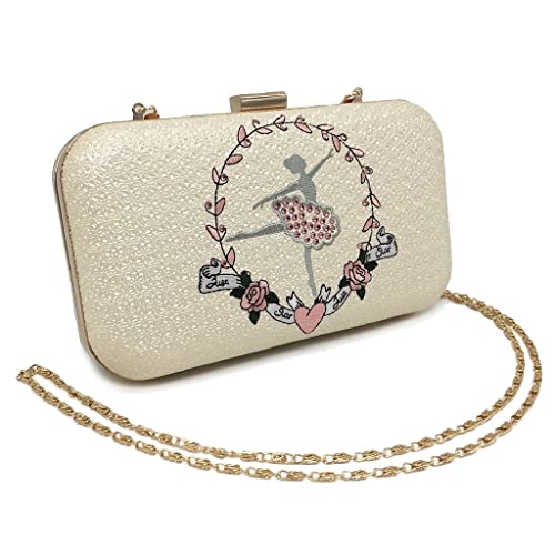 ZLXDP Women Handbag Clutch Crystal Evening Bag Flower Embroidery Wedding Bag Purse Party Bag Chain