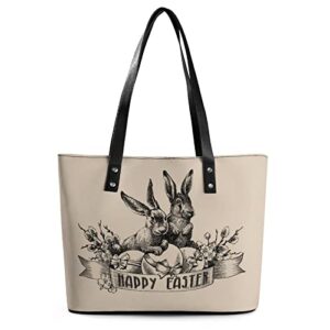 womens handbag sketch easter bunny leather tote bag top handle satchel bags for lady