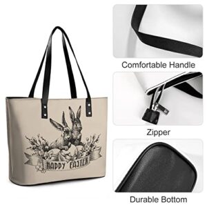 Womens Handbag Sketch Easter Bunny Leather Tote Bag Top Handle Satchel Bags For Lady