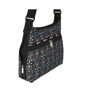 LeSportsac Cloistered Jewels Large Hobo Crossbody Bag, Style 3710/Color E469, Mosaic Art Tiles Designed in Colorful Crest & Flower Motifs, Vibrant Jewel Tones: Ruby, Azure, Emerald