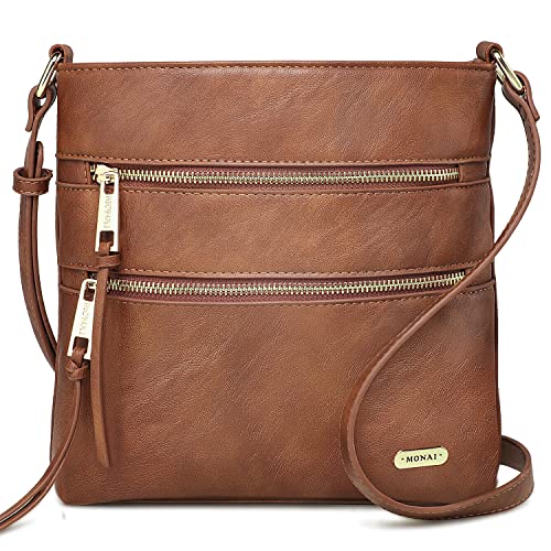 Vangue Crossbody Bags for Women, Medium Size Zipper Pocket with Adjustable Strap Crossbody Purse (Brown)