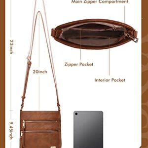 Vangue Crossbody Bags for Women, Medium Size Zipper Pocket with Adjustable Strap Crossbody Purse (Brown)