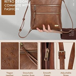 Vangue Crossbody Bags for Women, Medium Size Zipper Pocket with Adjustable Strap Crossbody Purse (Brown)