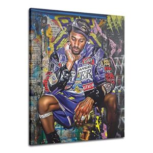 kobe bryant poster canvas wall art print mamba mentality inspirational , basketball player sports home motivational artwork for home,office,gym wall decor 16x24inch – no frame