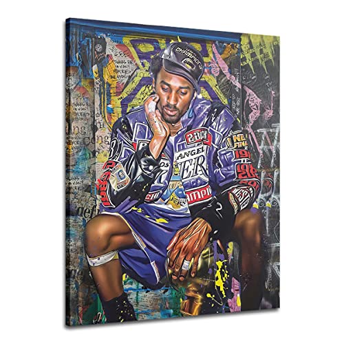 Kobe Bryant Poster Canvas Wall Art Print Mamba Mentality Inspirational , Basketball Player Sports Home Motivational Artwork For Home,Office,Gym Wall Decor 16X24Inch - No Frame