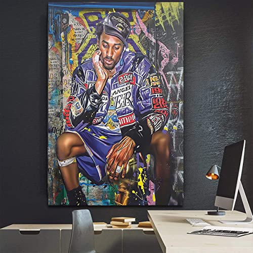 Kobe Bryant Poster Canvas Wall Art Print Mamba Mentality Inspirational , Basketball Player Sports Home Motivational Artwork For Home,Office,Gym Wall Decor 16X24Inch - No Frame