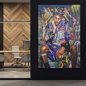 Kobe Bryant Poster Canvas Wall Art Print Mamba Mentality Inspirational , Basketball Player Sports Home Motivational Artwork For Home,Office,Gym Wall Decor 16X24Inch - No Frame