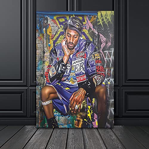 Kobe Bryant Poster Canvas Wall Art Print Mamba Mentality Inspirational , Basketball Player Sports Home Motivational Artwork For Home,Office,Gym Wall Decor 16X24Inch - No Frame