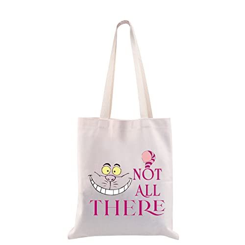 CMNIM Alice Gift Movie Inspired Wonderland Cat Tote Bag Not All There Face Characteristic Cartoon Cat Lover Gift for Alice Fans (Not All There Tote Bag)