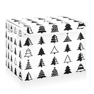 cataku christmas tree cute storage bins with lids and handles, fabric large storage container cube basket with lid decorative storage boxes for organizing clothes