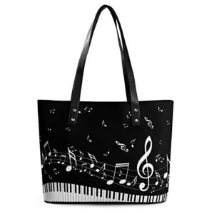 womens handbag music notes musical piano keys leather tote bag top handle satchel bags for lady