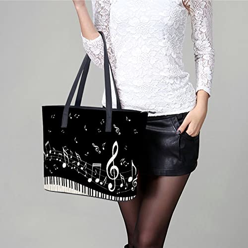 Womens Handbag Music Notes Musical Piano Keys Leather Tote Bag Top Handle Satchel Bags For Lady