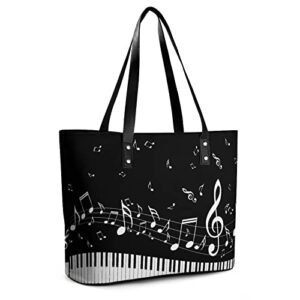 Womens Handbag Music Notes Musical Piano Keys Leather Tote Bag Top Handle Satchel Bags For Lady