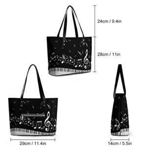 Womens Handbag Music Notes Musical Piano Keys Leather Tote Bag Top Handle Satchel Bags For Lady