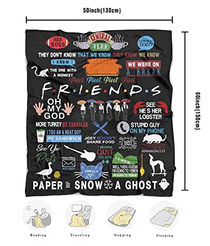 Bnejvif Friends TV Show Blanket Throw Friends Tv Show Merchandise Gifts Flannel Blanket for Sofa Couch Bed 50"x60"