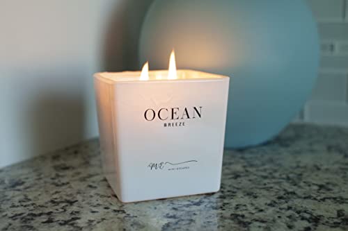 ME Mini-Escapes - 14 Oz Ocean Scented Candle Soy Wax with Inspirational Quote - Fragrant Blend of Bergamot, Cedarwood & Saffron - Aromatherapy Candles for Relaxation & Stress Relief