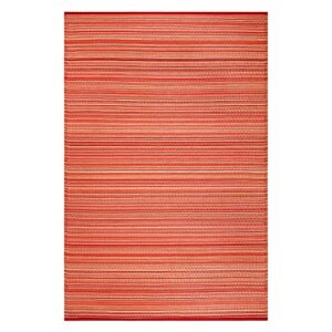 lush ambience iris outdoor rug for patios, backyards, decks, porches, picnic, rv, camping | premium plastic straw rug – waterproof, reversible, fade resistant (4’x6′-red) roll